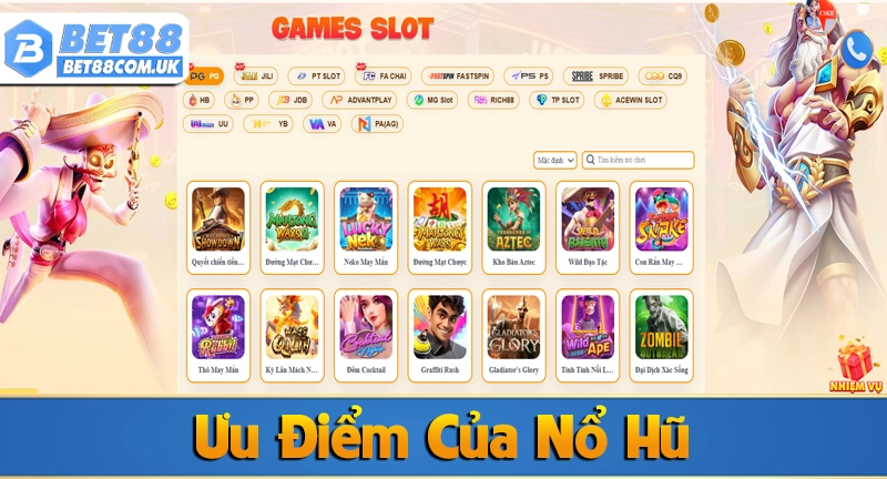 Ưu điểm giúp nổ hũ Bet88 chiếm lòng tin người chơi